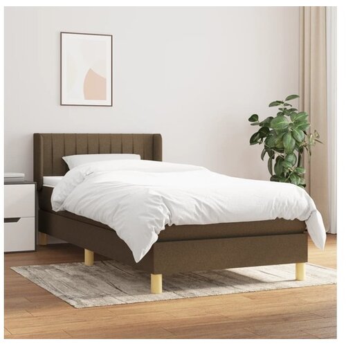  Box spring postelja z vzmetnico temno rjava 100x200 cm blago Cene