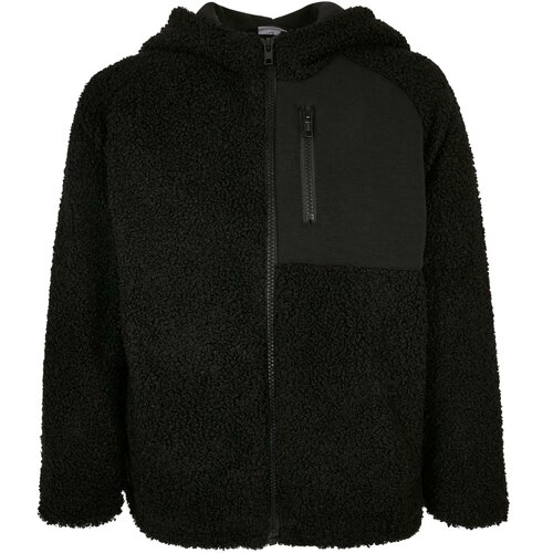 Urban Classics Kids boys hooded sherpa zip jacket black Slike
