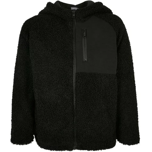Urban Classics Kids Boys Hooded Sherpa Zip Jacket black