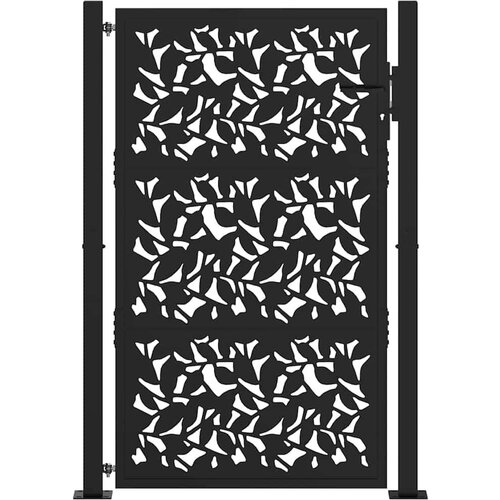 VidaXL Vrtna vrata crna 105x155 cm dizajn čeličnih listova Slike