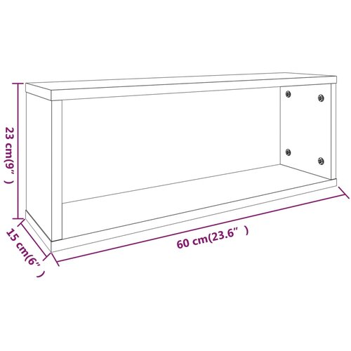  Kockaste zidne police 4 kom dimljeni hrast 60x15x23 cm drvene Slike