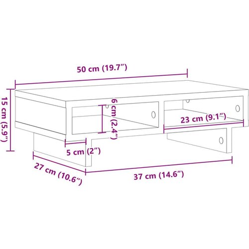  Stalak za monitor crni 50 x 27 x 15 cm od konstruiranog drva Slike