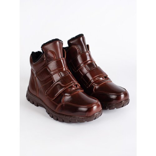 Shelvt Brown high winter boots with Velcro padded Cene