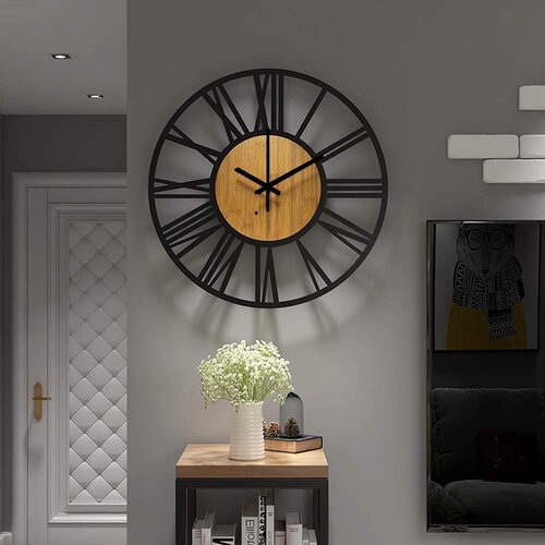 Tutumi Okrugli zidni sat Loft 35 cm metalni/drveni Slike
