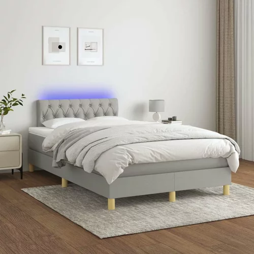  Box spring postelja z vzmetnico LED sv. siva 120x200 cm blago, (20726089)