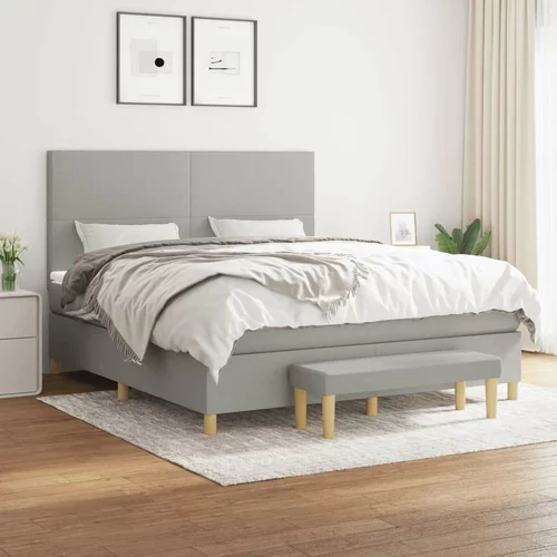  Box spring postelja z vzmetnico svetlo siva 180x200 cm blago, (20788958)