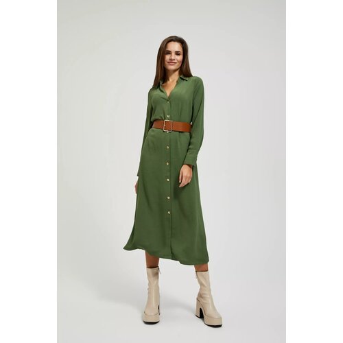 Moodo Midi dress with wide khaki belt Slike