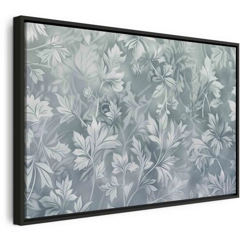  Slika - Ornaments in Worn Muted Turquoises: Delicate Plant Pattern 60x40 U crnom drvenom okviru Cene