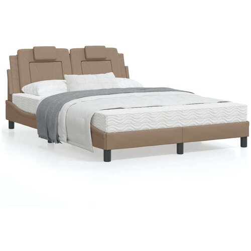  Krevet s madracem boja cappuccina 120 x 200 cm od umjetne kože Slike
