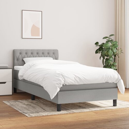 VidaXL Box spring postelja z vzmetnico svetlo siva 90x190 cm blago Slike