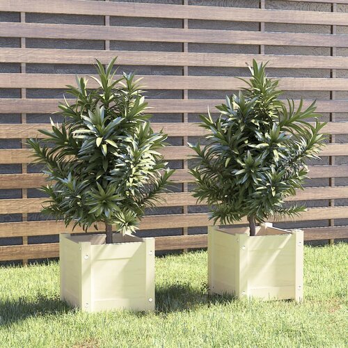 vidaXL vrtne sadilice 2 kom bijele 31 x 31 x 31 cm od masivne borovine Cijene