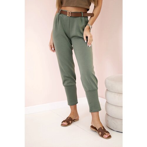 Kesi Włoski Pants with belt and pockets buttery-fabric khaki Slike