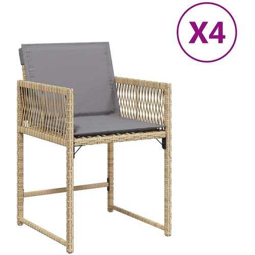 Maison Chic Vrtni stoli - Stol za vrt z blazinami 4 kosi bež poli ratan JS2210, (21876730) Slike