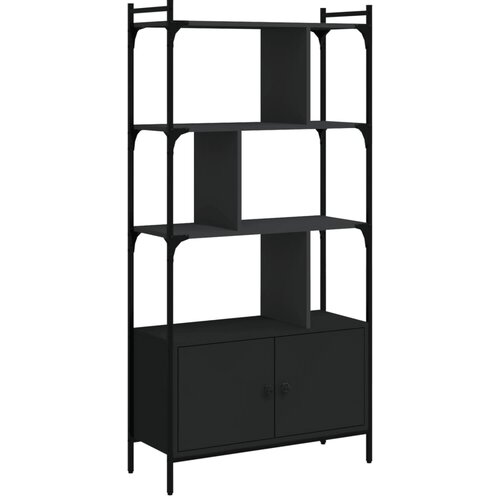 Maison Chic Knjižna omara - Knjižni regal z vrati črna 76,5x30x154,5 cm inženirski les, (21725802) Slike