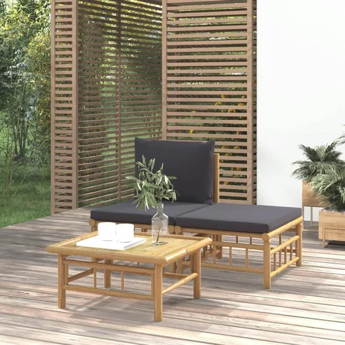  sedežna garnitura 3-delna temno sive blazine bambus