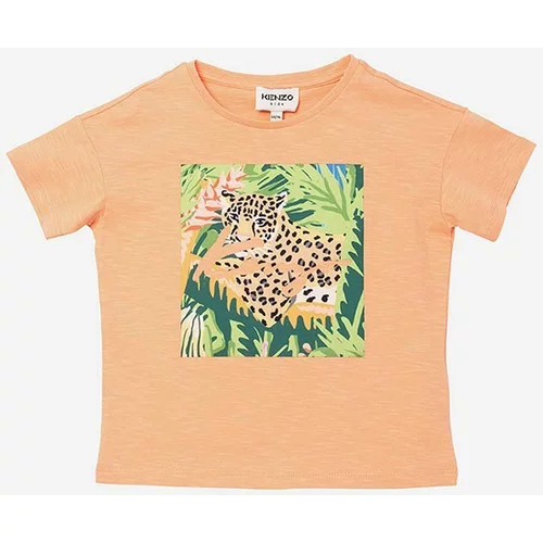 Kenzo Kids Otroška bombažna kratka majica Short Sleeves Tee-Shirt oranžna barva
