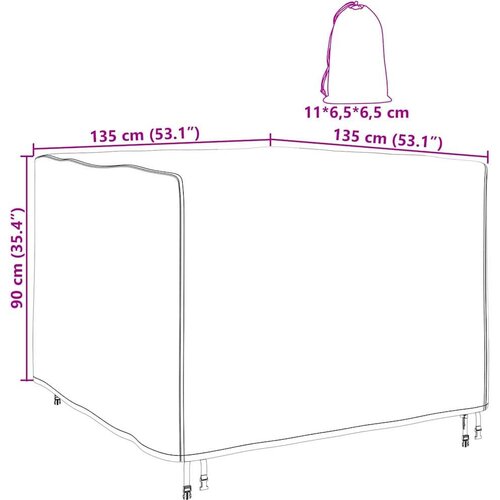VidaXL Pokrov za vanjski namje&amp;scaron;taj Crna 135 x 135 x 90 cm 210D tkanina Slike