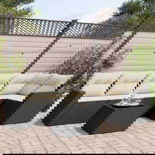  6-dijelni set vrtnih sofa s jastucima crni od poliratana Cijene