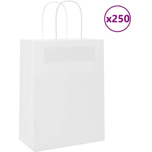 vidaXL Papirnate vrećice 250 kom s ručkama bijele 21x11x28 cm Cijene