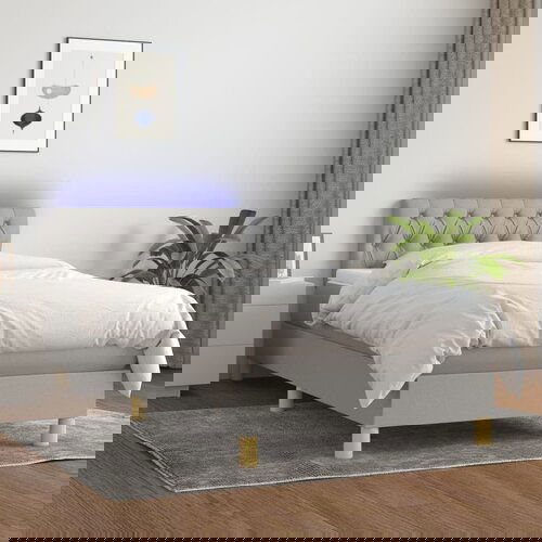 vidaXL Krevet box spring s madracem LED svjetlosivi 90x190 cm tkanina Cene