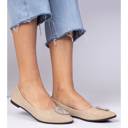 Gemre Champagne women's glitter ballet flats with rhinestones Ellada Cijene