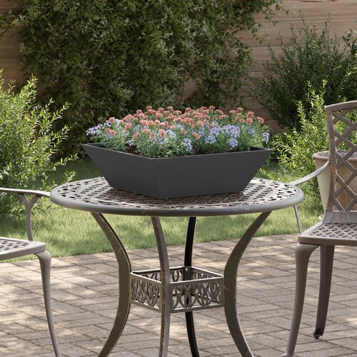 VidaXL Metalna sadilica Crna Metal 50 x 50 x 15 cm Dekorativni umetci Slike