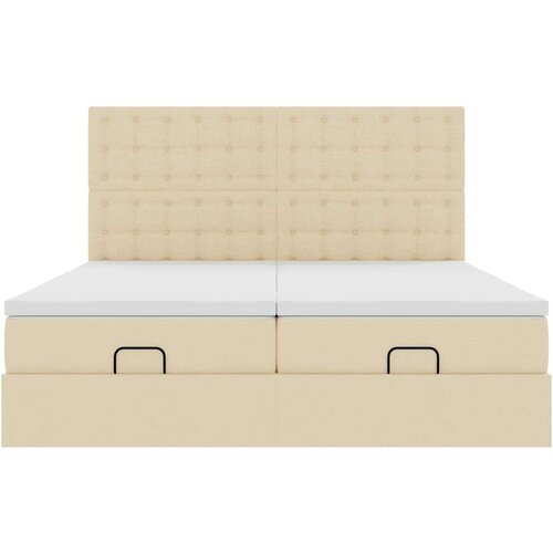 VidaXL otomanski okvir kreveta s madracima krem 200x200cm od tkanine Slike