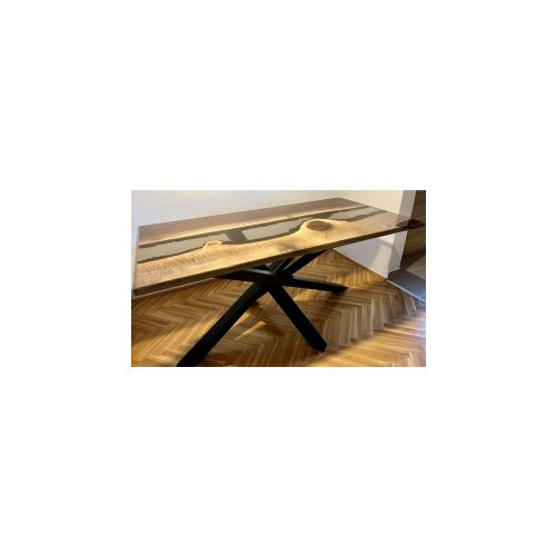 Epoxy trpezarijski sto drvo američki orah i crna smola 200x110cm visina 75cm (unikatni) Slike