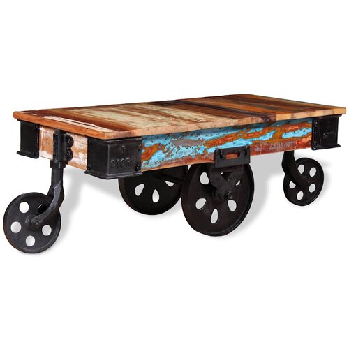  Stolić za kavu od obnovljenog drva 90 x 45 x 35 cm Slike