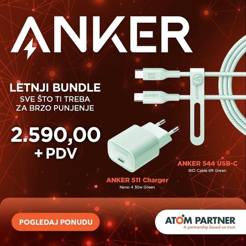 Anker 511 Charger Nano 4 30w Green + USB-C Cable Slike