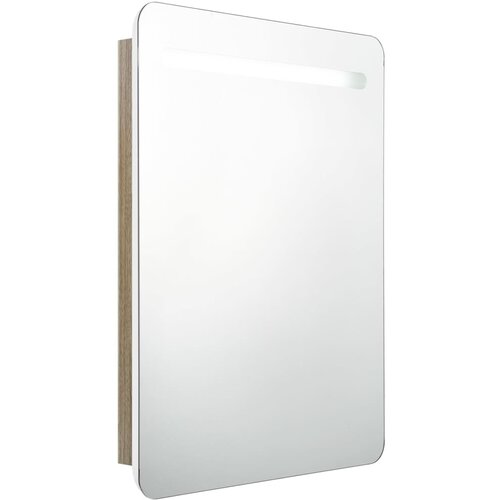 Maison Chic LED Kopalniška omarica - Kopalniški kabinet z ogledalom bela in hrast 60x11x80 cm, (21794991) Cene