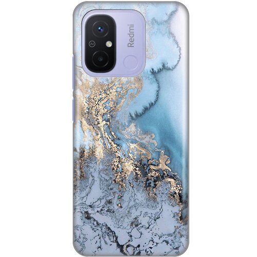 silikonska maska za Xiaomi Redmi 12C Blue Gold Marble Print šarena Slike