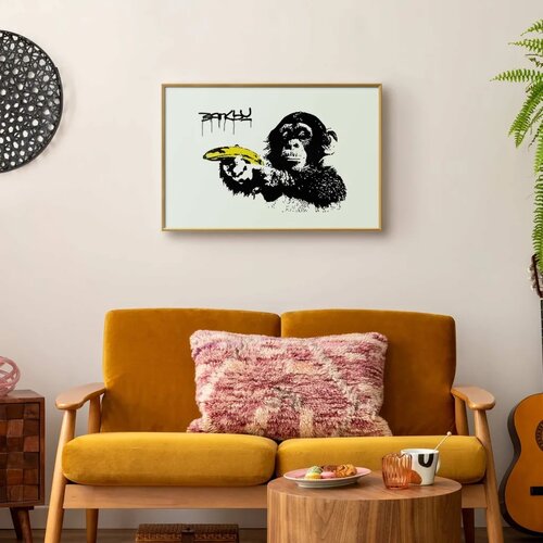  Plakat - Banksy: Monkey with a Banana 90x60 Zlatni okvir s margom Cene