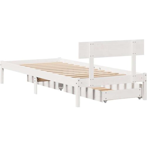 VidaXL Okvir kreveta bez madraca bijeli 75 x 190 cm masivna borovina Slike