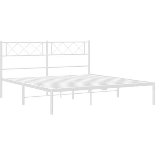vidaXL Kovinski posteljni okvir z vzglavjem bel 135x190 cm Cene
