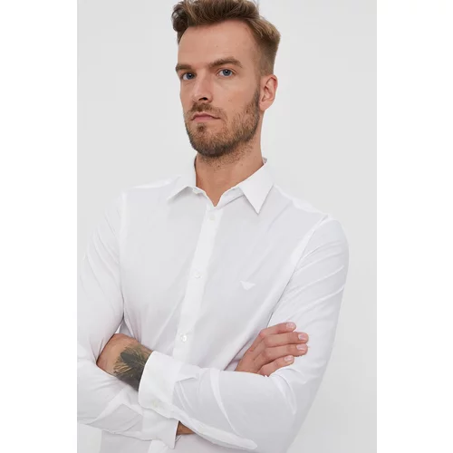 Emporio Armani Košulja za muškarce, boja: bijela, regular, s klasičnim ovratnikom