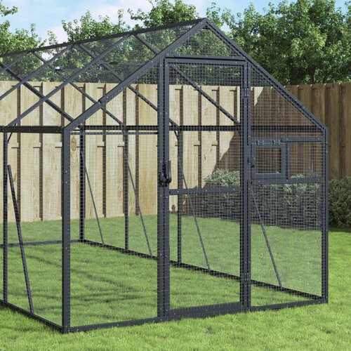 VidaXL Ptičnica antracitna 1,79x6x1,85 m aluminij Slike