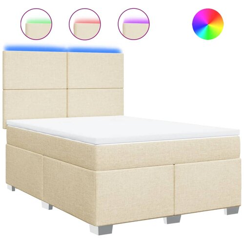 vidaXL Box spring postelja z vzmetnico krem 140x190 cm blago, (21321558) Cene
