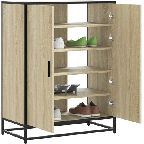 VidaXL Omarica za čevlje sonoma hrast 75x38x97,5 cm inž. les in kovina Slike