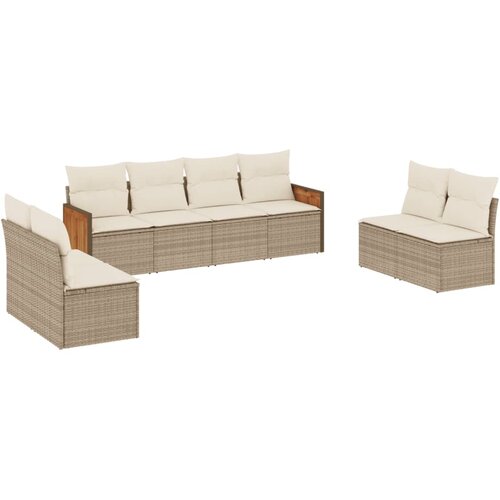  8-dijelni set vrtnih sofa od poliratana s jastucima bež 59 x 62 x 69 cm Slike