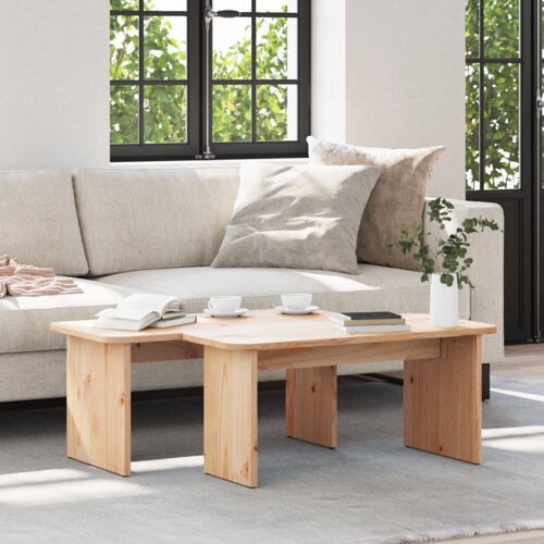 vidaXL Klubska miza 2 pcs Naravni 100 x 69 x 35.5 cm Cene