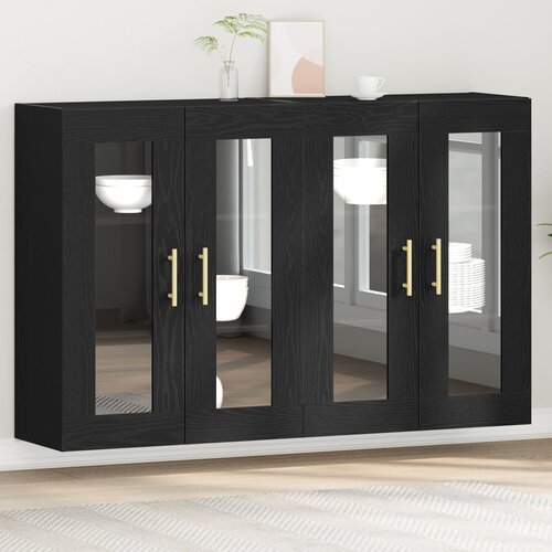 vidaXL Montirani kabinet Set 2 Črn hrast Inženirski les 139 x 34 x 90 cm Cene
