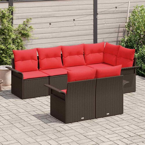  Sjedeća garnitura za vrt 7 kom. Siva Poli ratan 242.5 x 132.5 x 69 cm Slike