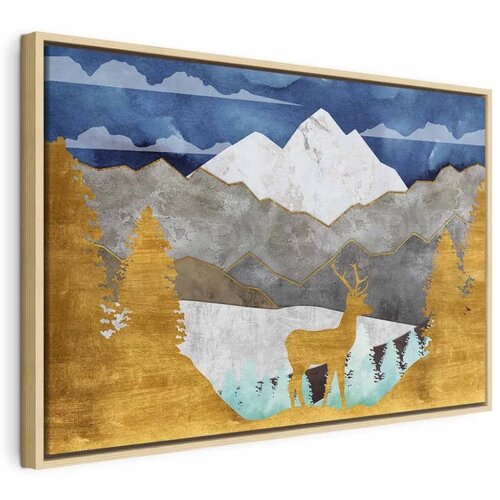  Slika - Golden Land (1 Part) Wide 120x80 U prirodnom drvenom okviru Cijene