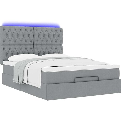 VidaXL otomanski krevet s madracem&amp;amp;led svijetlosivi 140x190 cm tkanine Slike
