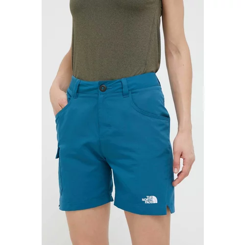 The North Face Kratke outdoor hlače Horizon boja: tirkizna, glatki materijal, visoki struk