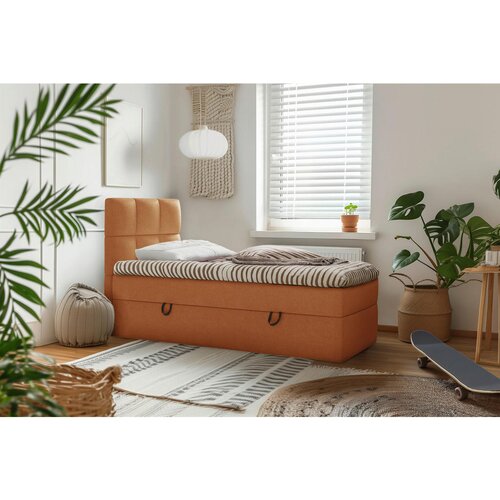MID.YOU POSTELJA Z VZMETNICO 90 cm x 200 cm , les, tekstil, leseni material opečnato rjava Cene