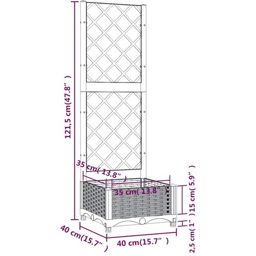  Vrtna žardinjera s re&amp;scaron;etkom plavo-siva 40x40x121,5 cm PP Slike