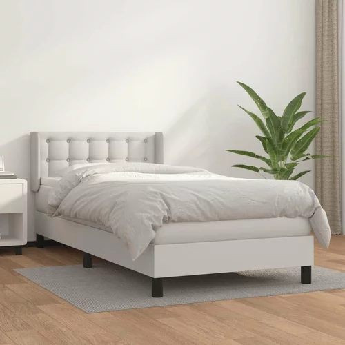  Box spring postelja z vzmetnico bel 100x200 cm umetno usnje, (20727233)