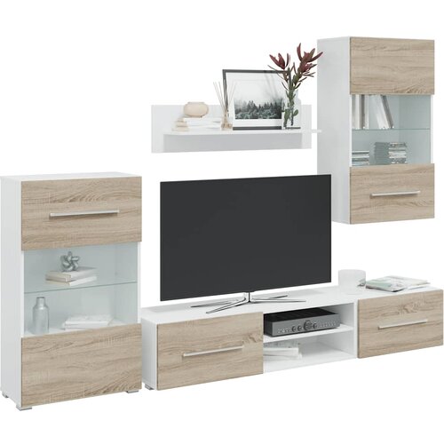 VidaXL 5 kosov TV enote z LED osvetlitvijo Sonoma Oak Engineered Wood - - Rjava - 89 - N/A - 2025--Uvoz_2 Slike
